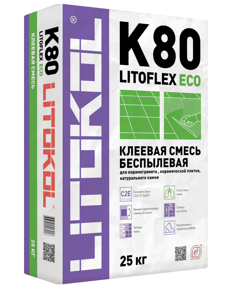 Купить LitoFlex К80 ECO- беспылевая клеевая смесь 25kg bag в Белгороде #2
