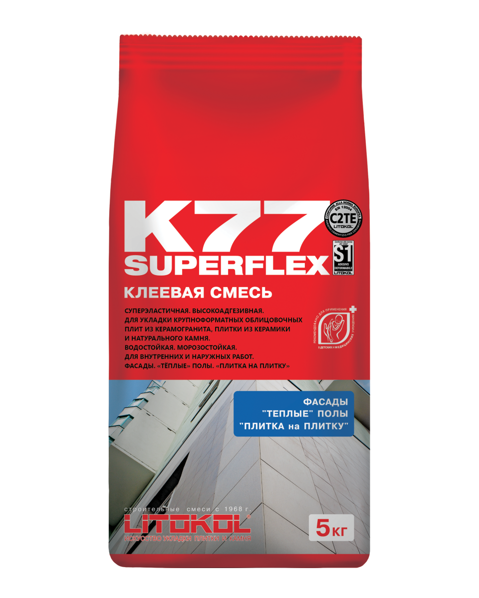 Купить SUPERFLEX K77 серый-клеевая смесь 5kg bag в Белгороде #2